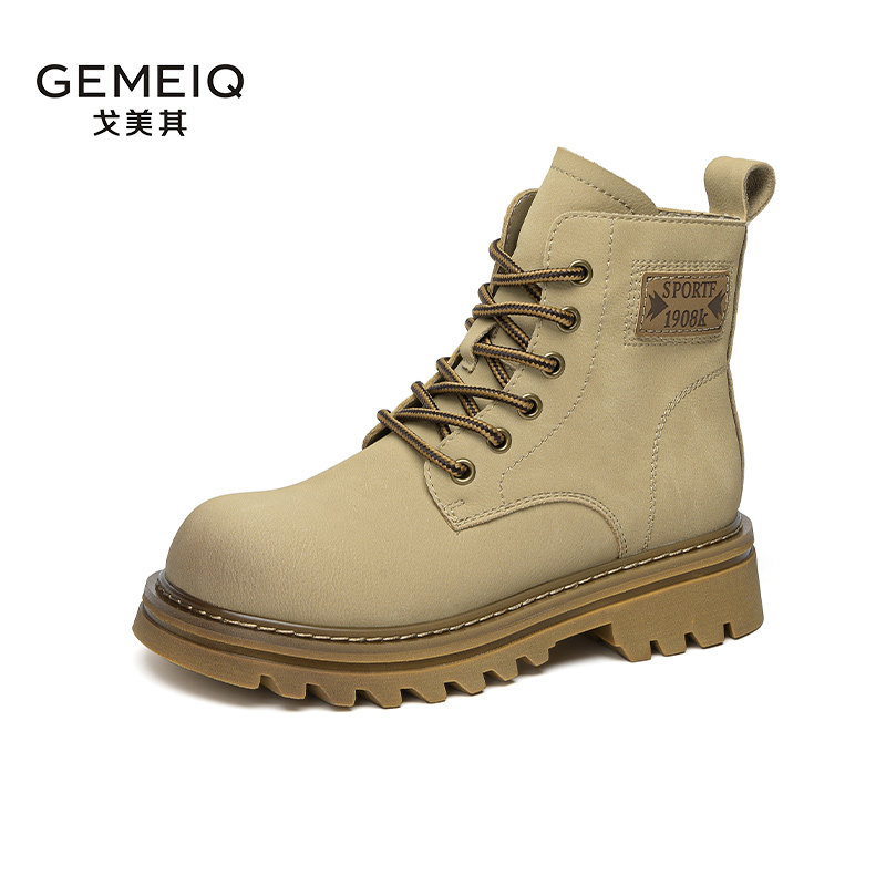 戈美其2025新款冬季马丁靴女款厚底交叉绑带短筒靴单靴工装时装靴,淘宝优惠券,粉丝福利购,淘宝优惠卷