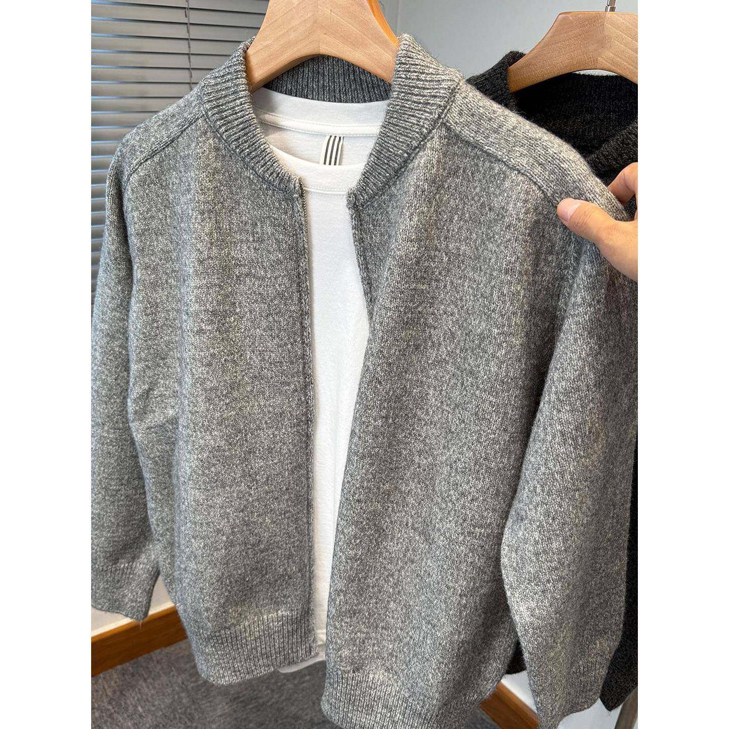 Mostarsea~秋冬棒球领针织开衫外套男高级感休闲加厚青年外搭毛衣,淘宝优惠券,粉丝福利购,淘宝优惠卷