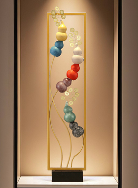 五福临门葫芦竖长高级感摆件入户玄关壁龛客厅电视柜装饰工艺礼品