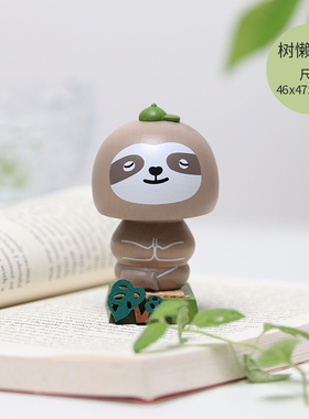 森活木趣书桌装饰客厅可爱动物治愈解压儿童礼物汽车弹簧娃娃摆件
