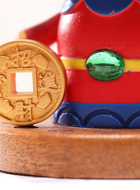 森活木趣财神弹簧车载摇头中控实木摆件创意可爱解压装饰治愈礼物