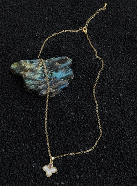 MoreSuitable厚镀18k真金强保色贝母枫叶轻奢老钱项链锆石锁骨链