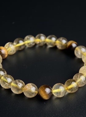 MoreSuitable品质透感黄发晶天然石水晶原创设计新中式手饰女手链