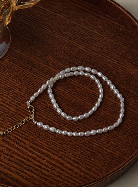 MoreSuitable高品质手作淡水珍镀14K真金日韩简约项链气质锁骨链