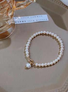 MoreSuitable复古森系天然淡水珍珠镀14K真金简约超仙唯美女手链