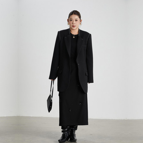 高级感重工大码西装女年会礼服200斤胖mm宽松显瘦休闲西服外套 - 图2