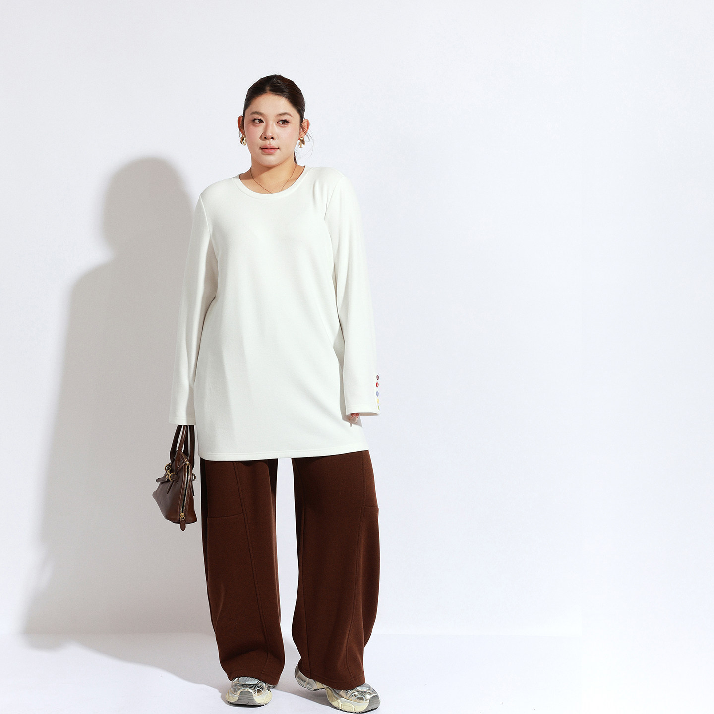 双面绒彩扣大码长袖T恤女200斤冬季加肥加大胖mm长款宽松打底衫,淘宝优惠券,粉丝福利购,淘宝优惠卷