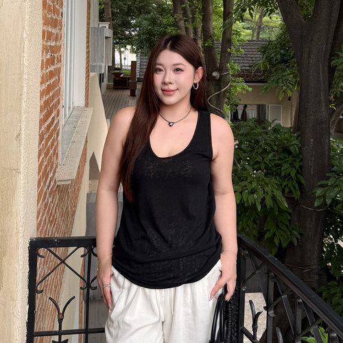 心存真大码女装u领背心2026年夏季新款胖mm可外穿雪花棉百搭上衣 - 图3