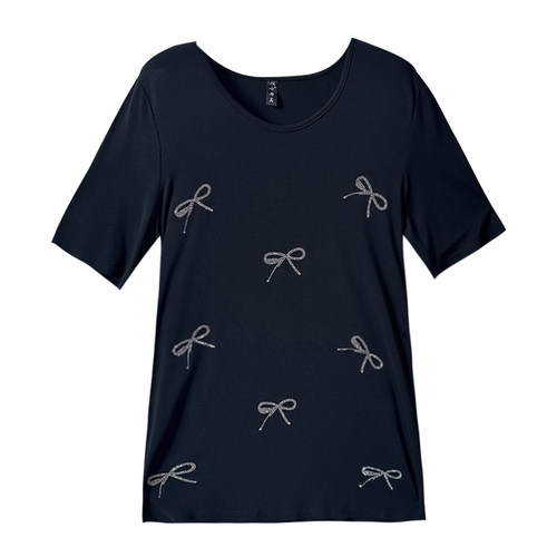 凉感冰丝烫钻大码t恤200斤女装胖mm宽松显瘦v领加肥加大短袖上衣 - 图3