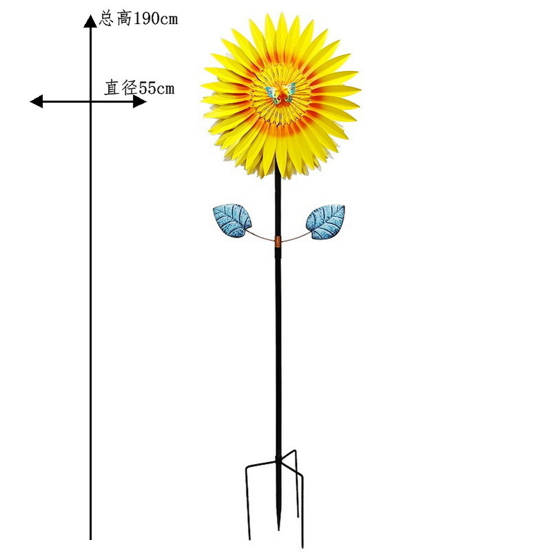 向日葵风车户外铁艺花园装饰布置360度双面旋转庭院公园落地摆件 - 图1