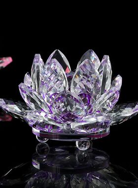 Crystal Lotus Flower Figurine Glass Craft Collection Paperwe