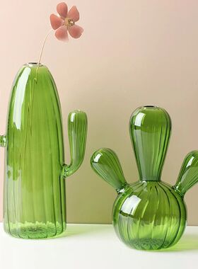 Clear Glass Cactus Shape Small Fresh Flover Vase Table Decor