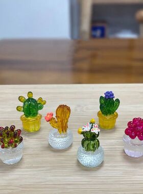 Cartoon Cactus Bonsai Decor Transparent Fleshy Resin Crafts