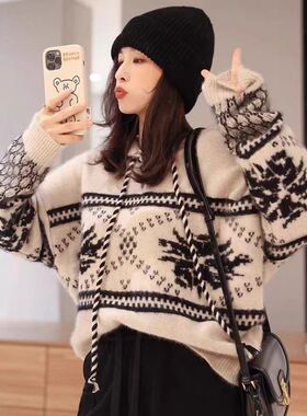100% pure wool cashmere sweater women's 2024 autumn and wint