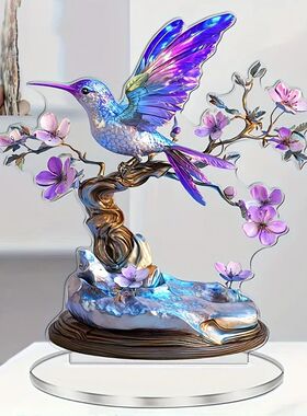 1PC Hummingbirds and Flowers 2D Flat Acrylic Figurine Home O