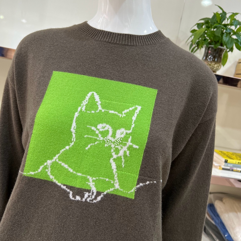 开顺羊毛衫K23WF1558女正品2024秋冬新款圆领针织衫套头时尚毛衣 - 图2