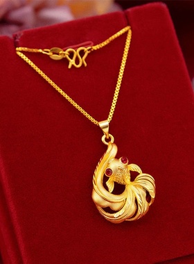 出口欧美跨境外贸越南沙金饰品女款金鱼吊坠仿黄金首饰富贵金鱼