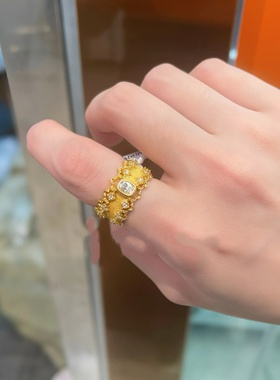 出口欧美跨境外贸沙金饰品布契风蕾丝花边方指时尚轻奢超闪镶钻