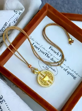 欧美跨境外贸沙金饰品点钻爱心罗盘吊坠项链轻奢小众设计感饰品