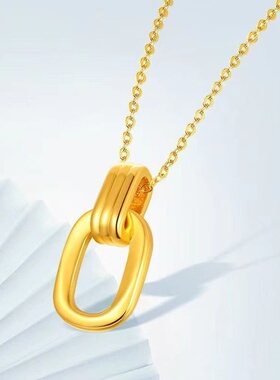 出口欧美跨境外贸越南沙金饰品平安扣吊坠女项链环环相扣项圈银饰