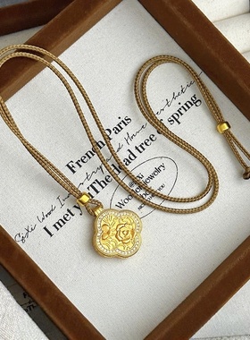 欧美跨境外贸沙金饰品新中式十二花神之海棠花项链久不掉色复古