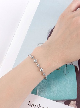 外贸轻奢银饰女饰品守护1314 气质镀银手链 女可爱简约女锆石礼物