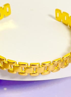 欧美跨境外贸沙金饰品手表链开口手镯女时尚轻奢感手环小众仿手饰