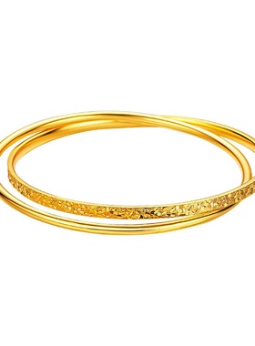 欧美跨境外贸沙金饰品碎冰冰双环手镯时尚碎冰纹百搭双圈手环手饰