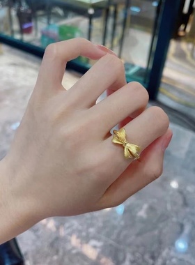 出口欧美跨境外贸越南越南沙金蝴蝶结戒指女活口麻花尾戒指环简约