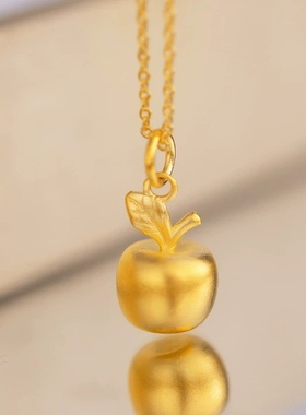 越南沙金首饰品平安果项链轻奢小众女首饰平安夜苹果吊坠圣诞礼物