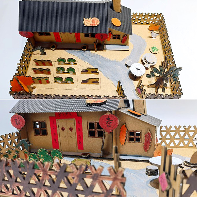 手工纸盒房子diy纸板小屋儿童制作材料包幼儿园纸箱拼装模型纸屋 - 图1