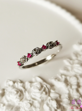 戒指精致玫瑰花宫廷风925银镀金