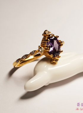 复古轻奢S925镀金锆石活口女戒