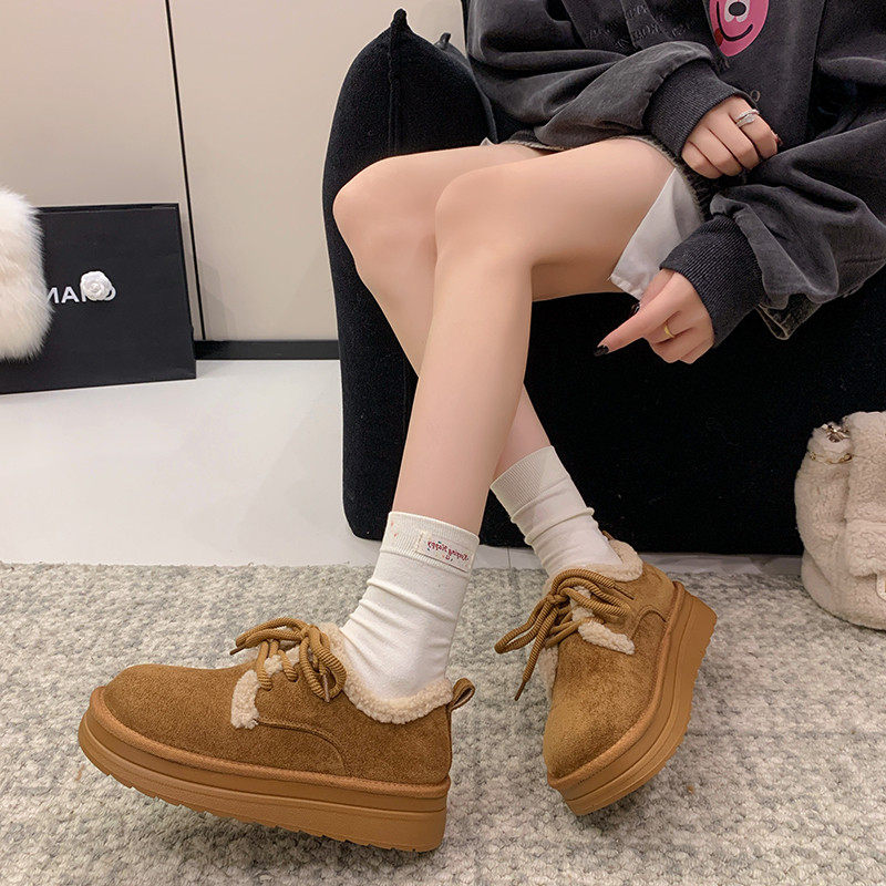 勃肯鞋女鞋冬2025新款爆款厚底毛绒平底加绒巨好看系带棉鞋雪地靴,淘宝优惠券,粉丝福利购,淘宝优惠卷
