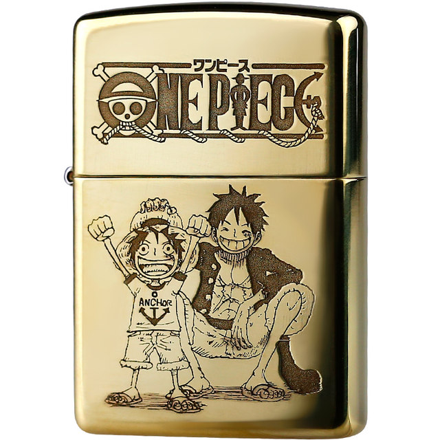 Original Genuine Zippo Windproof Lighter Pure Copper Anime Double Sided Engraved One Piece Luffy Commemorative Collection