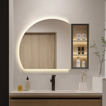 Bathroom Side Cabinet Small Side Cabinet Smart Mirror Induction With Lamp Bath Cabinet Combined Toilet Mirror Cabinet Bathroom Mirror Hanging Wall Style