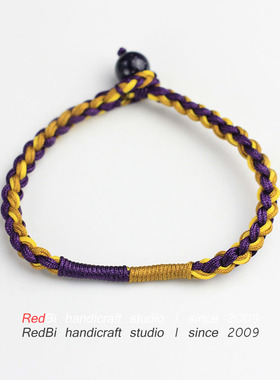 RedBi赤兔商店 湖人紫金篮球街头美式复古小众原创手绳编织手链男