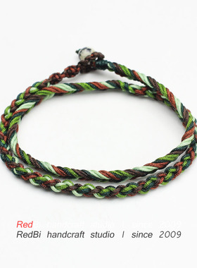 RedBi赤兔 军事风山系日系工装户外复古小众原创多层叠戴长手绳男