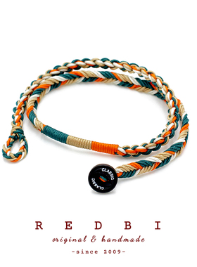 橙绿山系工装复古纽扣手绳男款