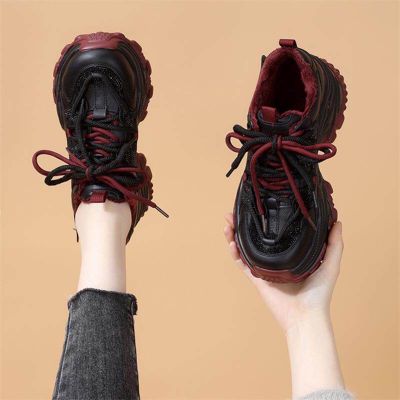厚底老爹鞋女款2025秋冬新款软皮加绒增高显瘦时尚银色休闲运动鞋,淘宝优惠券,粉丝福利购,淘宝优惠卷