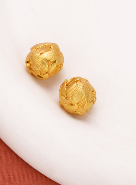 强保色沙金配件diy饰品古法金荷花隔珠手链手绳编织文玩配珠材料