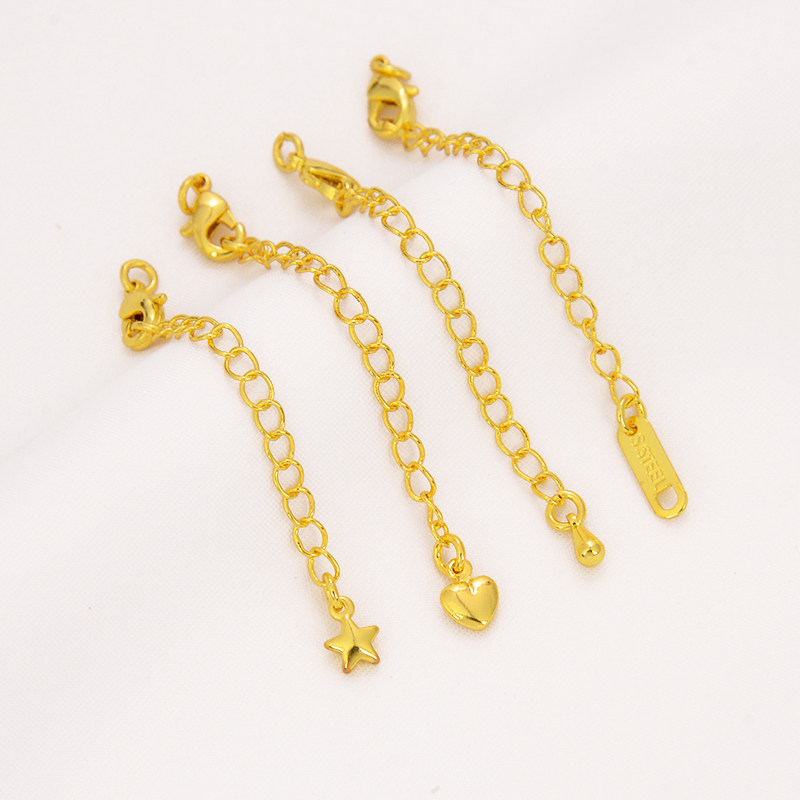 强保色18K包金饰品配件水滴心形尾链珍珠diy项链手链加长延长链,淘宝优惠券,粉丝福利购,淘宝优惠卷