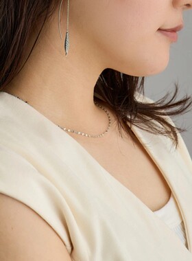 代购日本制镀金项链叶片形唇片链爆闪链金色银色厄瓜多尔链