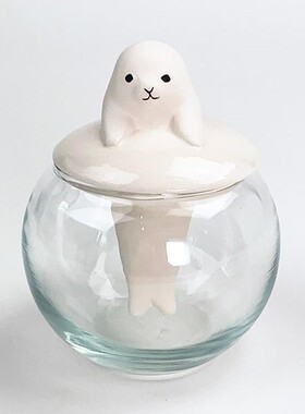 代购日本制圆球水晶球海洋生物白色陶瓷自然挥发加湿器可爱摆件