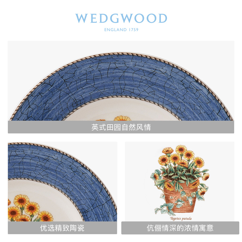 现货WEDGWOOD莎拉花园点心盘陶瓷盘子欧式家用西餐盘圆形平盘进口 - 图2