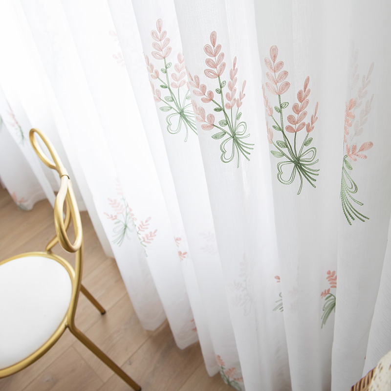 Nordic style princess embroidery girls gauze curtains