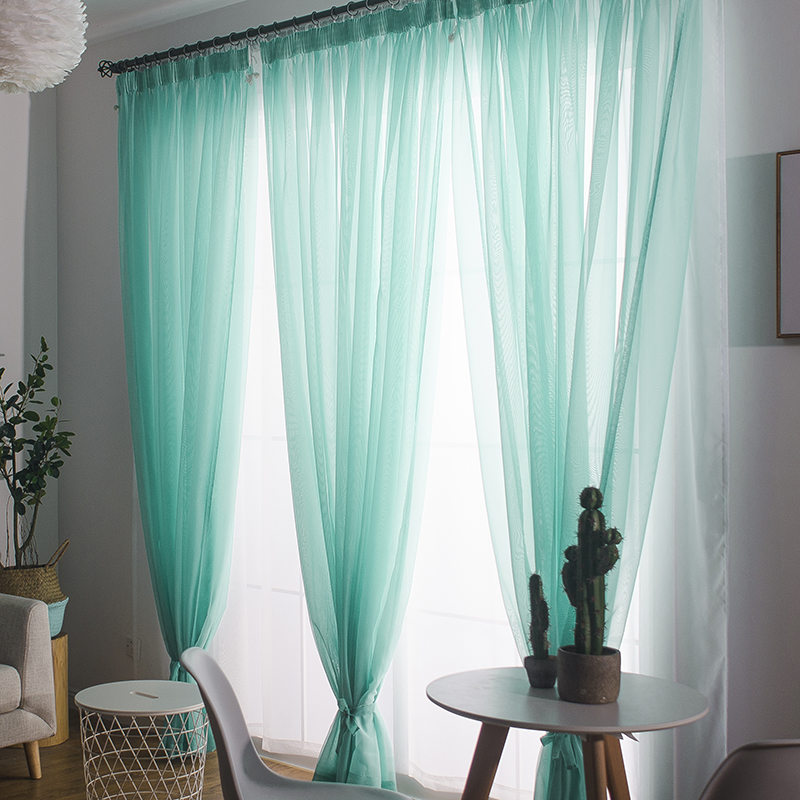 Silk Language Solid Color Simple Romantic Translucent Sheer Curtains