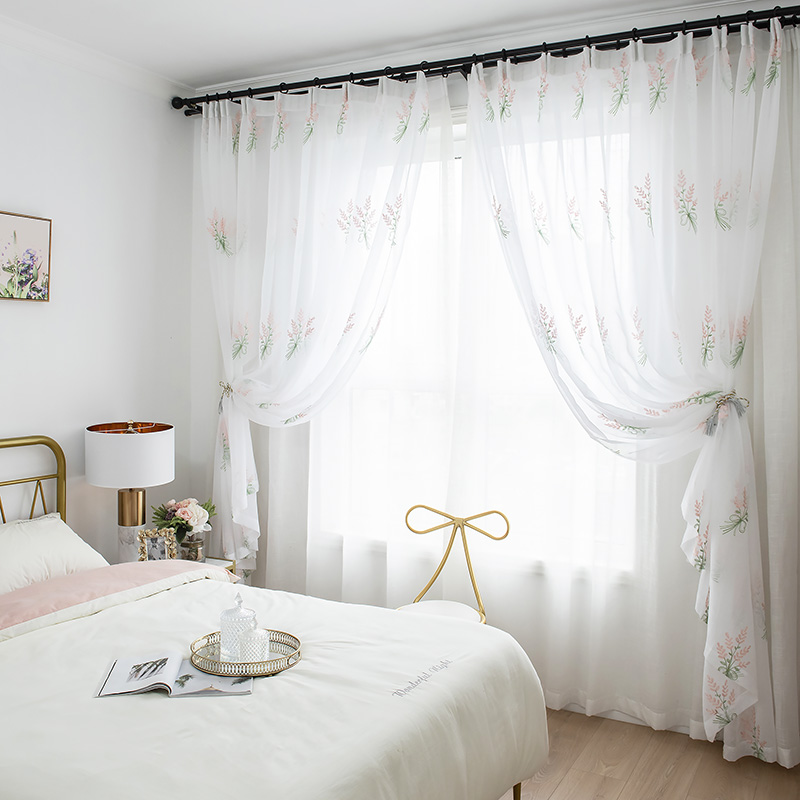 Nordic style princess embroidery girls gauze curtains