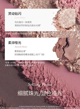 又姿五色眼影盘蓝色哑光玩装闪片