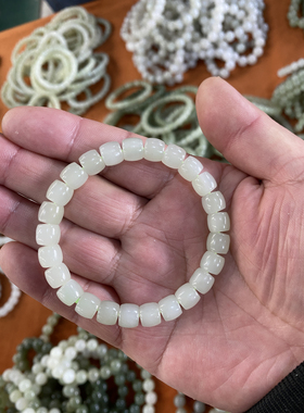 和田碧玉归圆珠手链精工切料品质好手串女单散珠串